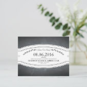 Chalkboard-Abzeichen Rett-the-Date-Karte Save The Date (Stehend Vorderseite)