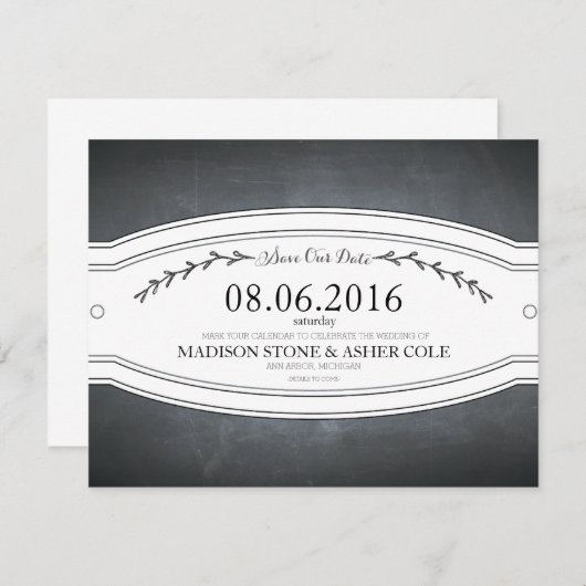 Chalkboard-Abzeichen Rett-the-Date-Karte Save The Date (Vorne/Hinten)