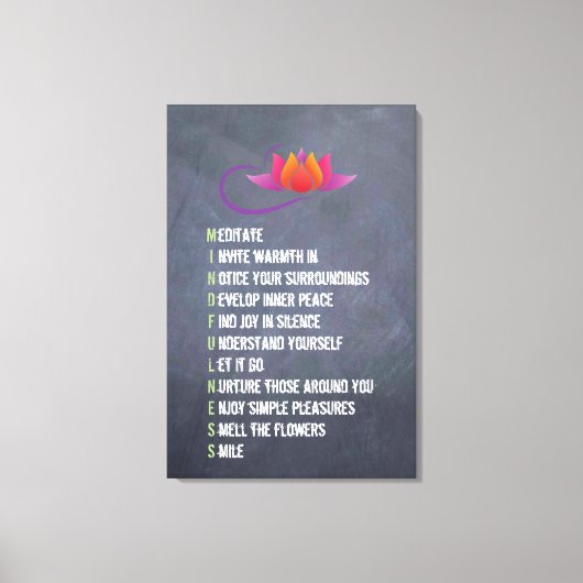 Chalkboard "Achtsamkeit Wall Art Letter" Leinwanddruck (Vorderseite)