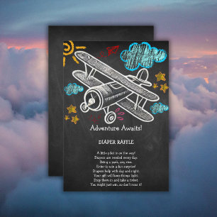 Chalkboard Adventure erwartet Airplane Baby Shower Begleitkarte