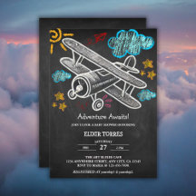 Chalkboard Adventure erwartet Airplane Baby Shower