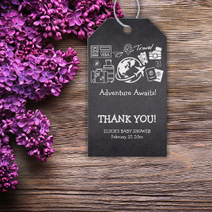 Chalkboard Adventure erwartet Baby Shower Geschenkanhänger