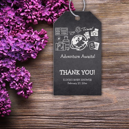 Chalkboard Adventure erwartet Baby Shower Geschenkanhänger