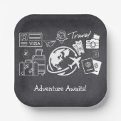 Chalkboard Adventure erwartet Baby Shower Pappteller (Vorderseite)