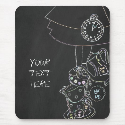 Chalkboard Alice im Wunderland Teacups Challe Mousepad (Vorne)