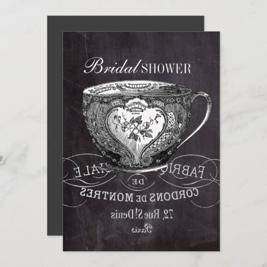 Chalkboard Alice im Wunderland Tee-Party-Tee-Tee Einladung (Vorne/Hinten)