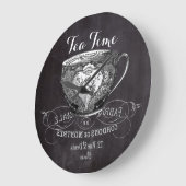 Chalkboard Alice in Wonderland tea party teacup Große Wanduhr (Winkel)