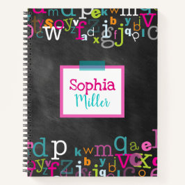 Chalkboard Alphabet Girl's Personalisiert Spiral Notizblock