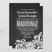 Chalkboard and Lace Rustic Wedding Einladung (Vorne/Hinten)