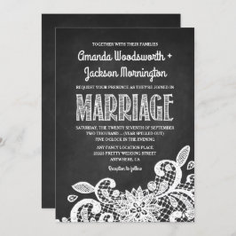 Chalkboard and Lace Rustic Wedding Einladung
