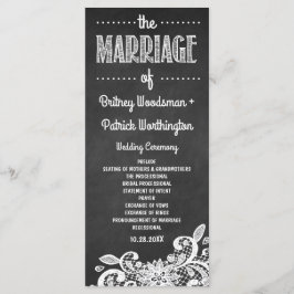Chalkboard and Lace Rustic Weddings Programme