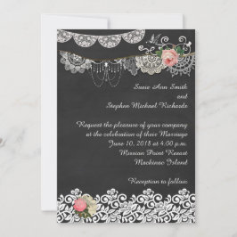Chalkboard and Lace ShabbyChic Wedding Einladung