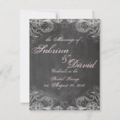 Chalkboard Antike Rosa Flora Heirat Ankündigung (Rückseite)