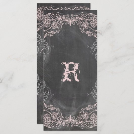 Chalkboard Antike rosa Flora Programm Rackkarte (Vorne/Hinten)