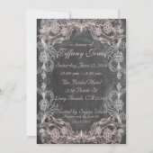 Chalkboard Antique Pink Floral Brautparty Einladung (Rückseite)