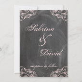 Chalkboard Antique Pink Floral Wedding Einladung (Rückseite)