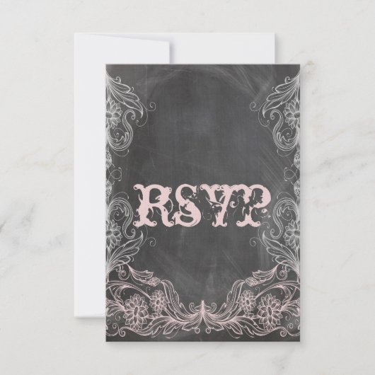 Chalkboard Antique Pink UAWG Wedding RSVP Karte (Vorderseite)