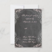 Chalkboard Antique Pink UAWG Wedding RSVP Karte (Rückseite)