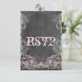 Chalkboard Antique Pink UAWG Wedding RSVP Karte (Stehend Vorderseite)