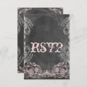Chalkboard Antique Pink UAWG Wedding RSVP Karte (Vorne/Hinten)