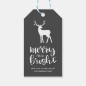 Chalkboard Antler Merry & Bright Script Weihnachte Geschenkanhänger (Vorderseite)
