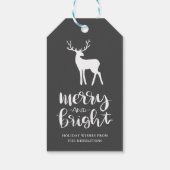 Chalkboard Antler Merry & Bright Script Weihnachte Geschenkanhänger (Rückseite)