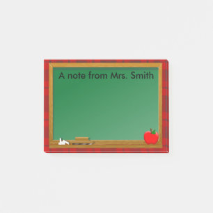 Chalkboard Apple Red Kariert Teacher's Post-it Klebezettel