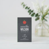 Chalkboard Apple Teacher Business Card - Groon Visitenkarte (Stehend Vorderseite)
