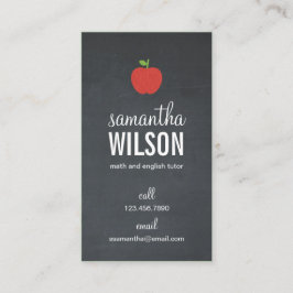 Chalkboard Apple Teacher Business Card Visitenkarte