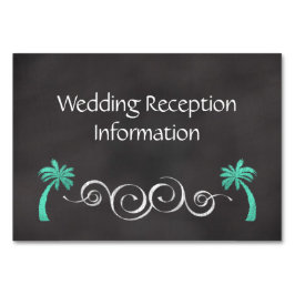Chalkboard Aquamarin Beach Wedding Empfang Beilage Tischnummer