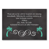 Chalkboard Aquamarin Beach Wedding Empfang Beilage Tischnummer (Rückseite)