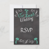 Chalkboard Aquamarin Beach Wedding Matching UAWG A RSVP Karte (Vorderseite)