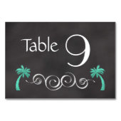 Chalkboard Aquamarin Beach Wedding Tischnummer (Rückseite)