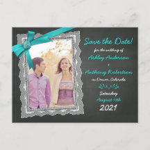 Chalkboard Aquamarin Bow Foto Hochzeit Speichern S