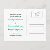 Chalkboard Aquamarin Bow Foto Hochzeit Speichern S Ankündigungspostkarte (Rückseite)