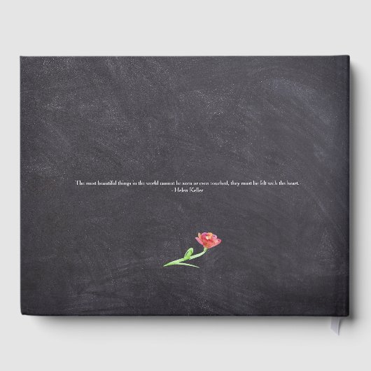 Chalkboard Aquarellmalerei, rustikal, Blume Gästebuch (Rückseite)