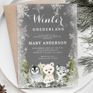 Chalkboard Arctics Winter Onederland Geburtstag Einladung