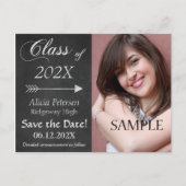 Chalkboard Arrow Save the Date Abschluss Postkarte (Vorderseite)