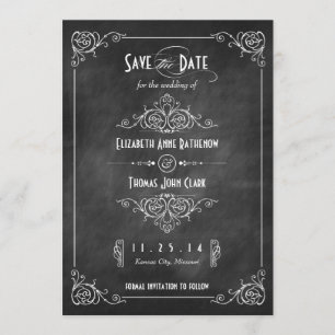Chalkboard Art Deco Speichern Sie die Datumskarten Save The Date
