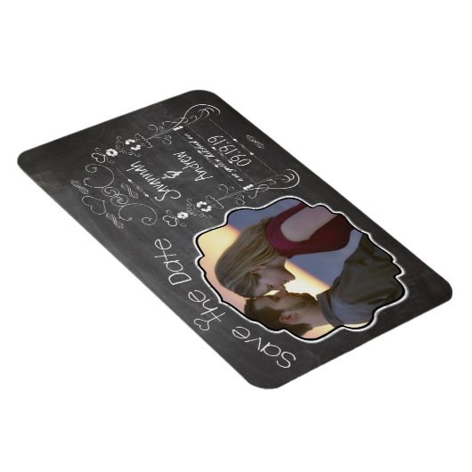 Chalkboard Art Wedding Save the Date Magnet (Rechte Seite)