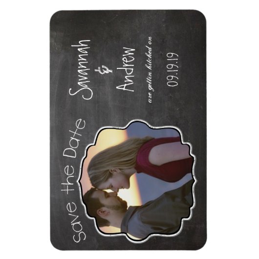 Chalkboard Art Wedding Save the Date Magnet (Vertikal)