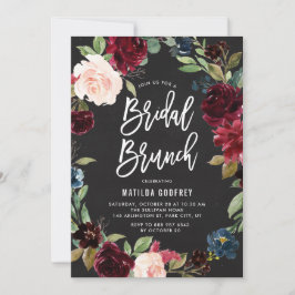 Chalkboard Autumn Floral Wreath Bridal Brunch Einladung