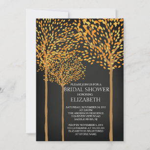Chalkboard Autumn Trees Bridal Shower Einladung