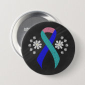 Chalkboard Awareness Aquamarin/Pink/Blue Ribbon Button (Vorne & Hinten)