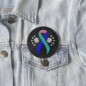 Chalkboard Awareness Aquamarin/Pink/Blue Ribbon Button (Beispiel)