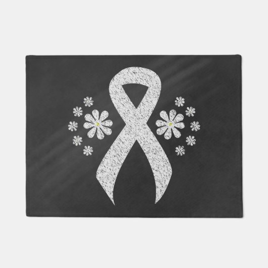 Chalkboard Awareness White Ribbon Fußmatte (Vorderseite)