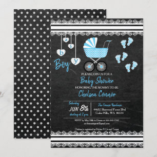 Chalkboard Baby Boy 👶 Duschdesign Einladung