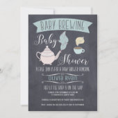 Chalkboard Baby Brewing Baby Shower Einladung (Vorderseite)