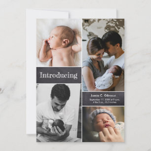 Chalkboard Baby Foto Collage Einführung Neugeboren Ankündigung