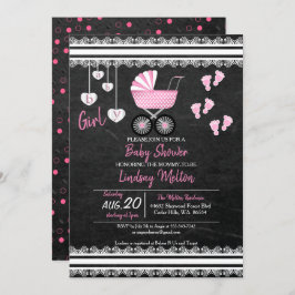 Chalkboard Baby Girl Dusche Design Einladung